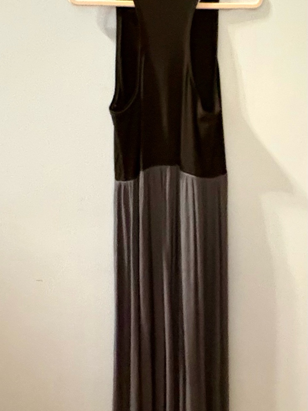 LOFT Black Bodice with Gray Pleated Maxi Skirt